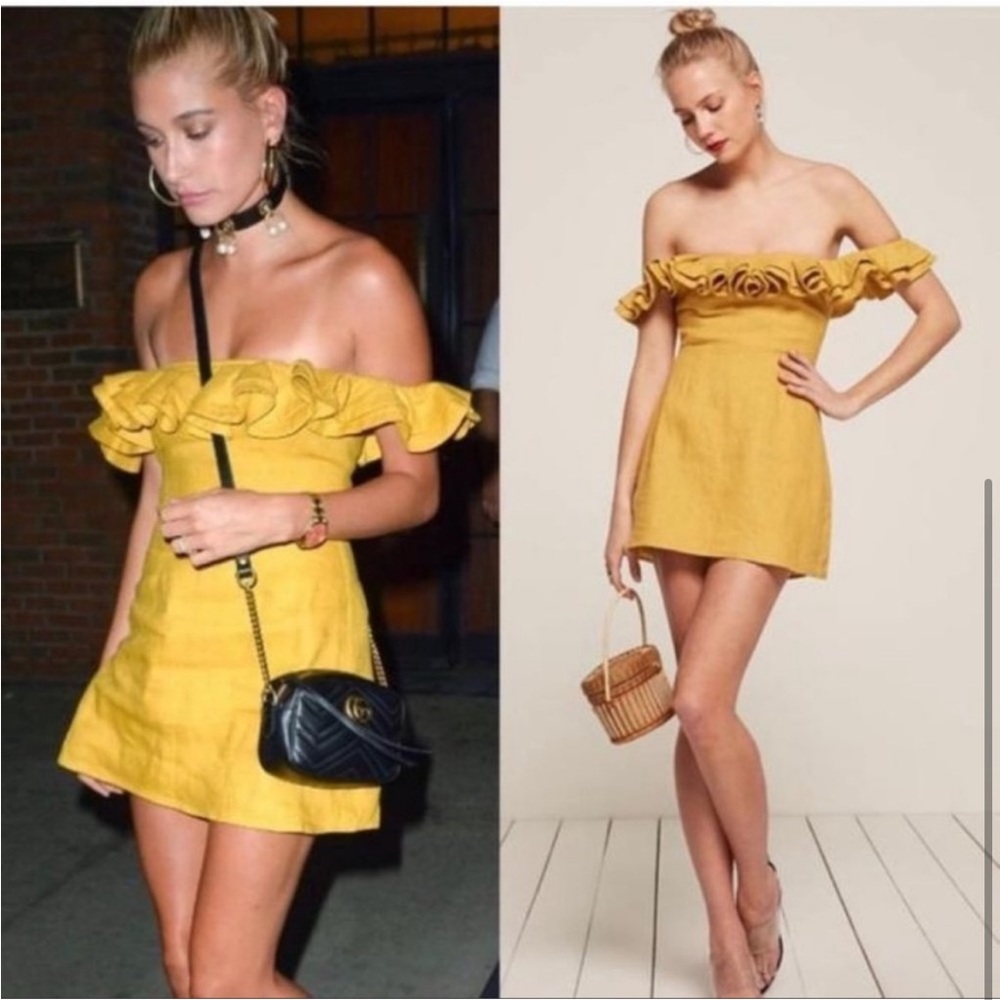 Reformation Off-the-Shoulder Ruffle Dress | Size 4